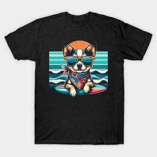 Funny Chihuahua with Sunglasses on a Surf Board T-Shirt